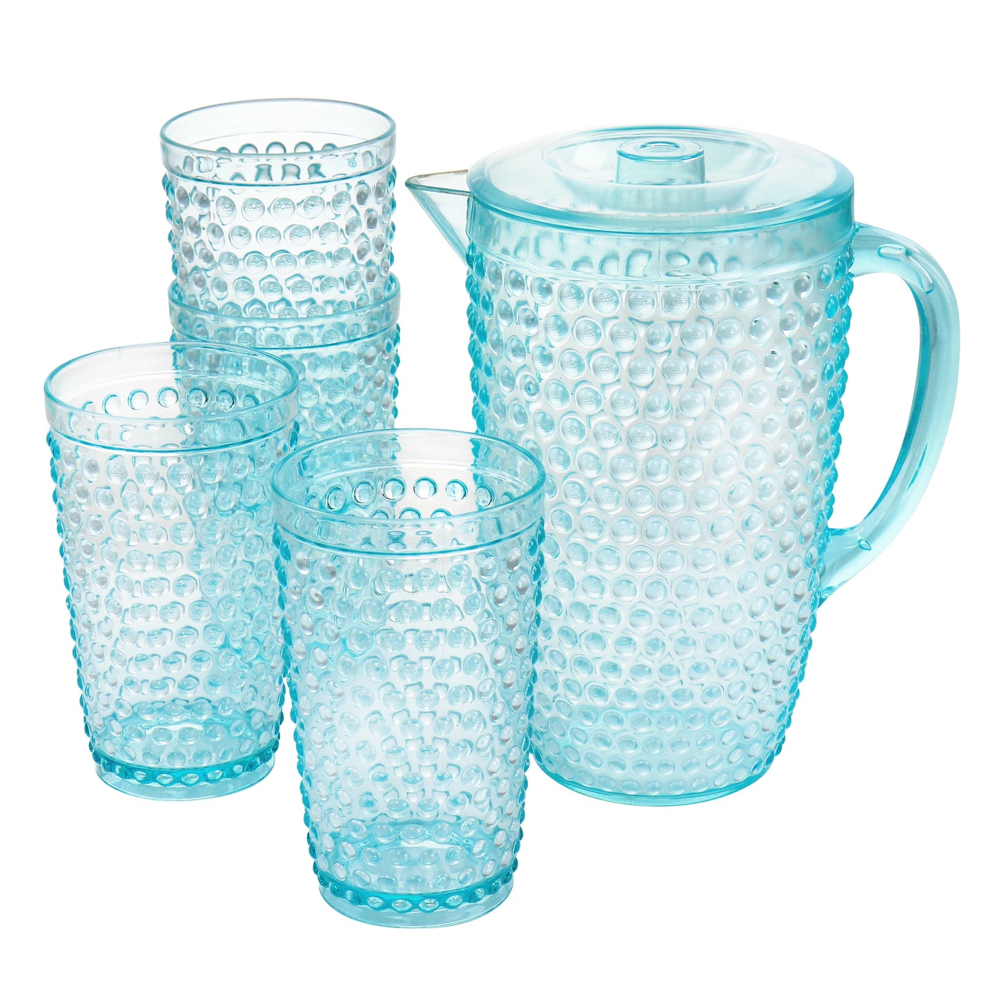 GBS Home Malone 5 Piece Plastic Pitcher and Tumbler Set in Light Blue