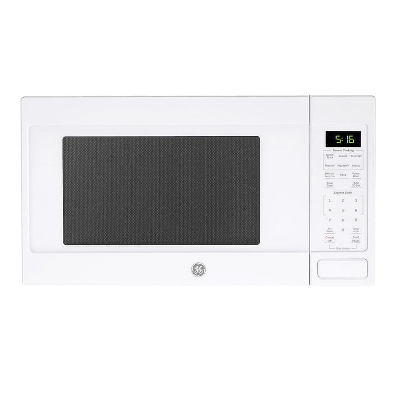 GE 1.6 cu ft Countertop Microwave Oven in White – 1150-Watt, Sensor Cooking, One-Touch Presets, Even Heating, Medium Size