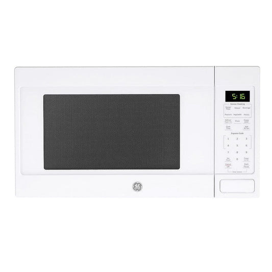 GE 1.6 cu ft Countertop Microwave Oven in White – 1150-Watt, Sensor Cooking, One-Touch Presets, Even Heating, Medium Size