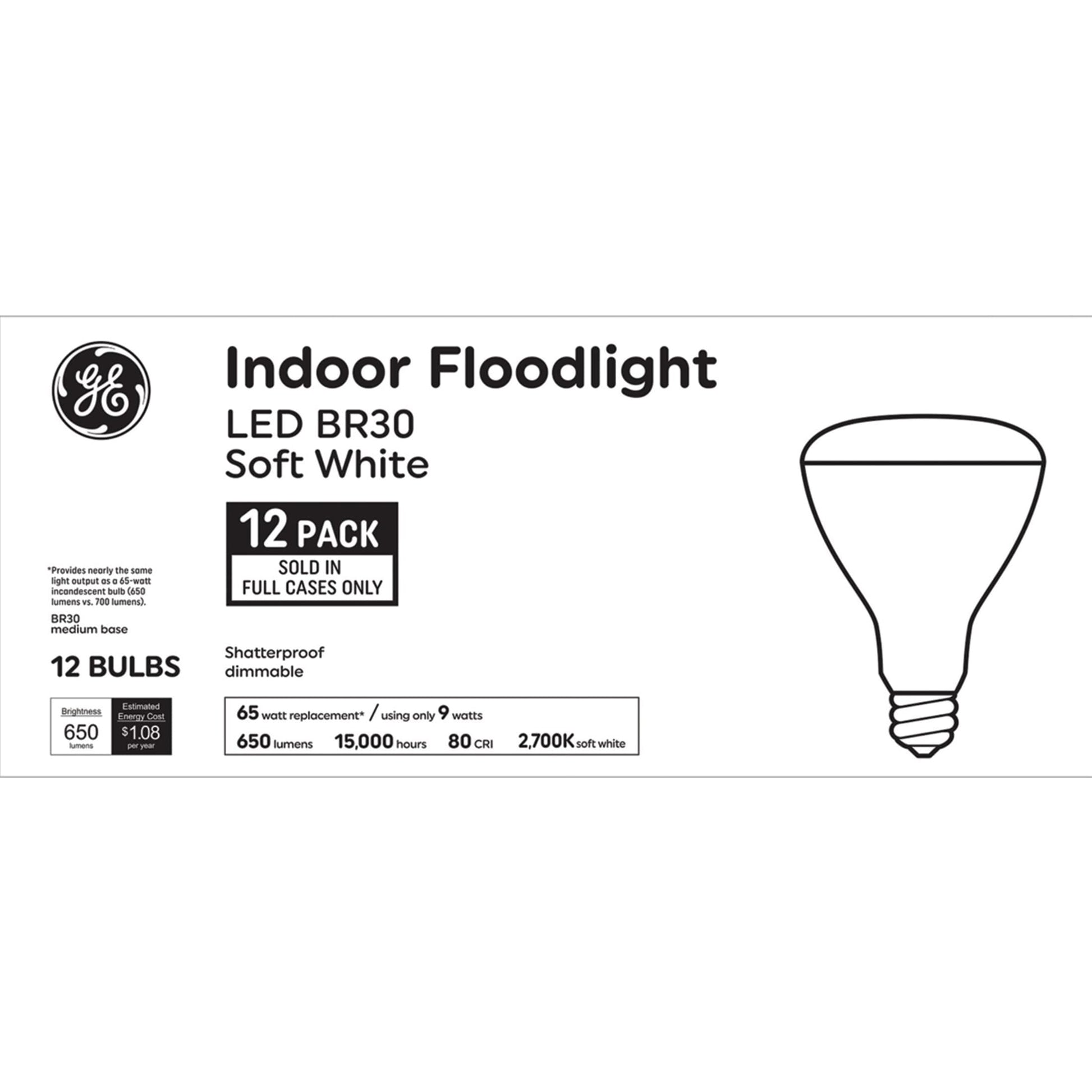 GE LED 65W BR30 SW 13YR (12-Pack)