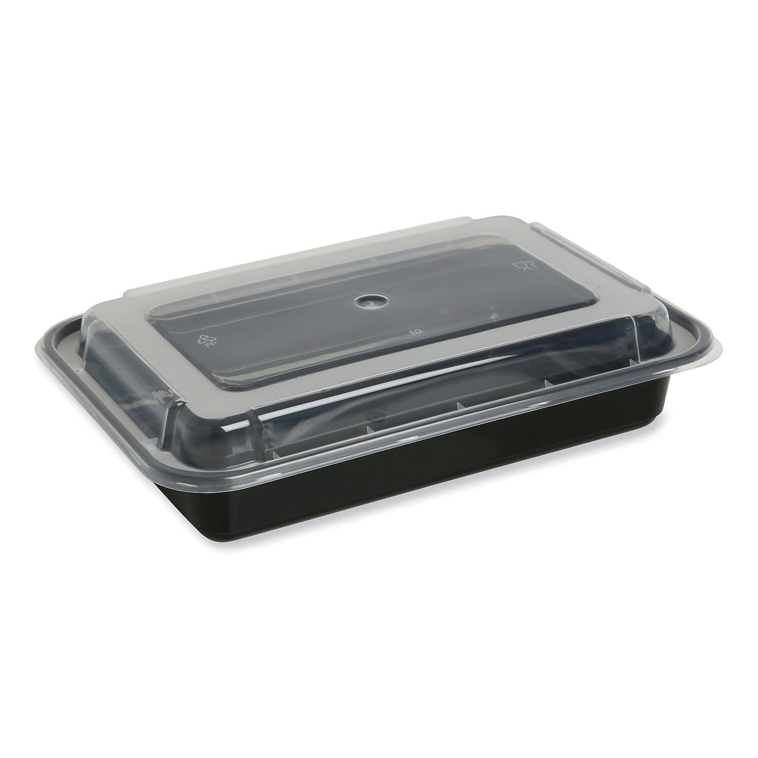 GEN Food Container with Lid 28 oz 8.81 x 6.02 x 2.04 Black/Clear Plastic 150/Carton TORECT28