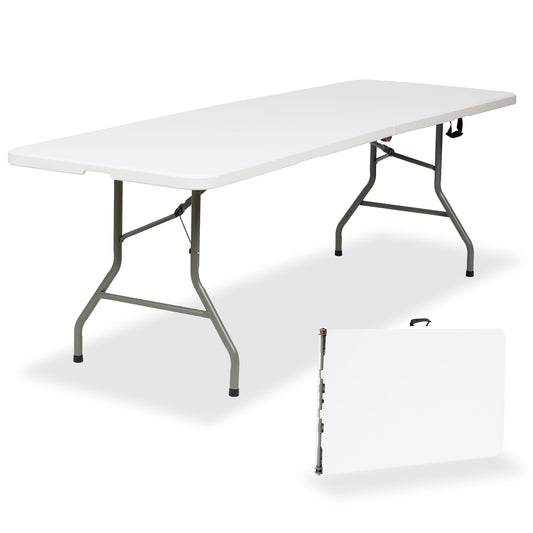 SUGIFT 8ft Folding Table, White Plastic Portable Banquet Table for Parties, Events & Outdoor Use