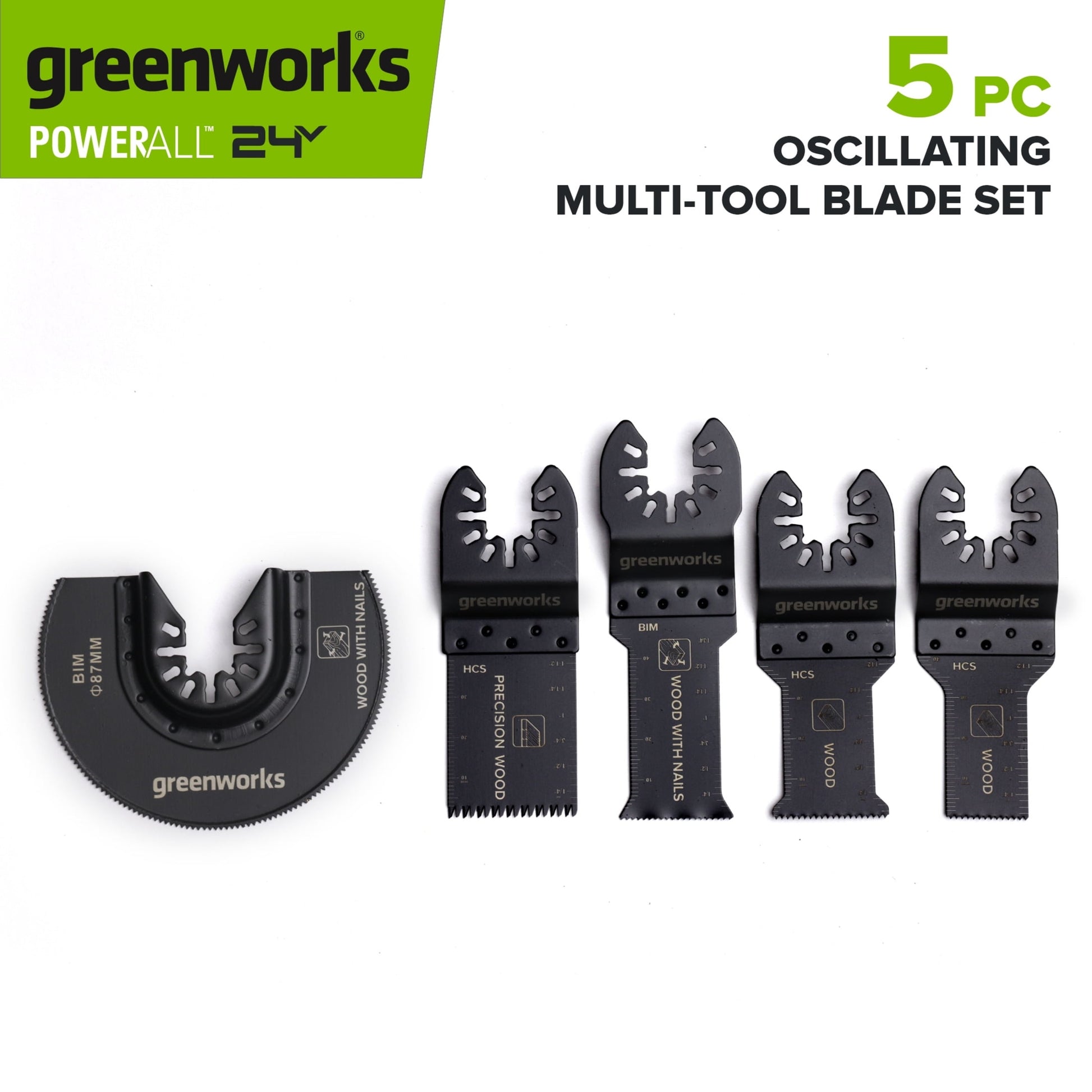 Greenworks 5PC Oscillating Multi-Tool Blade Set, PA50204A1