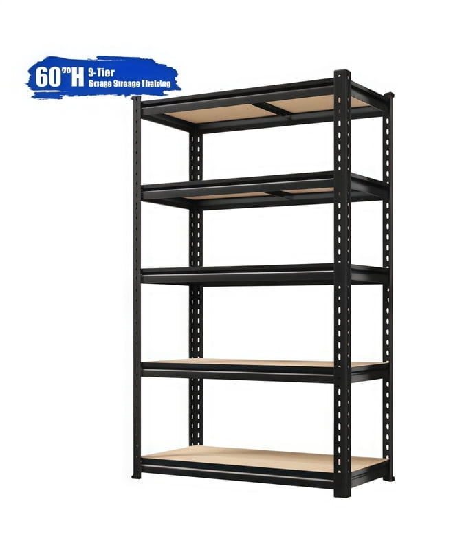 Estantes de Almacenamiento para Garaje, Resistentes, de 5 Niveles, Unidades de EstanterÃ­a MetÃ¡licas para Almacenamiento, Estante Utilitario Ajustable, 27.5" An x 11.8" Pr x 60" Al