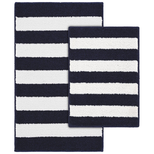 Garland Rug Beach Stripe Washable Classic Red/White Bathroom Rug, 21" x 34"