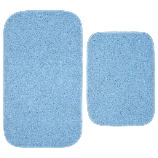 Garland Rug Gramercy Washable Bath Rug Set, 2 Piece (20"x34" & 17"x24") Basin Blue