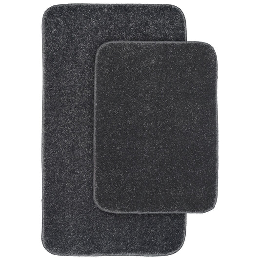 Garland Rug Gramercy Washable Bath Rug Set, 2 Piece (20"x34" & 17"x24") Cinder Gray