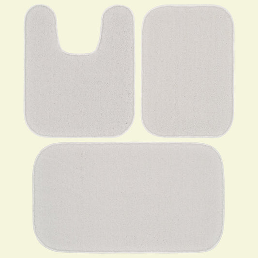 Garland Rug Gramercy Washable Bath Rug Set, 3-Piece (2 Bath Rugs, & Contour Rug) White