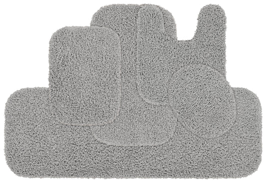Garland Rug Jazz Washable Bath Rug Set, 5 Piece Set (2 Bath Rugs, Contour, Toilet Lid, & Runner) Platinum Gray