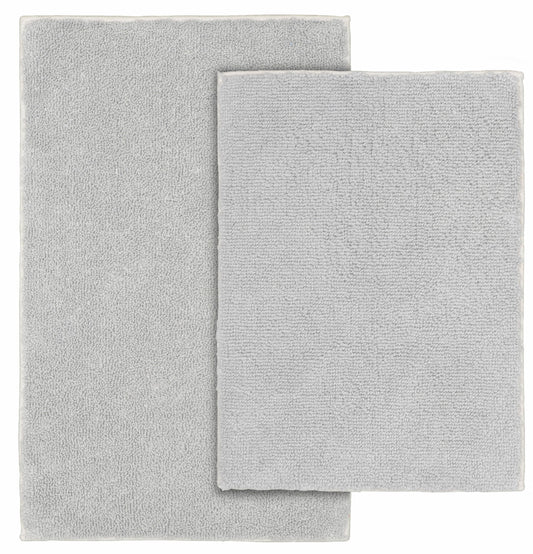 Garland Rug Queen Cotton Washable Bath Rug Set, 2 Piece Set (17"x24" Bath Rug, & 21"x34" Bath Rug) Platinum Gray