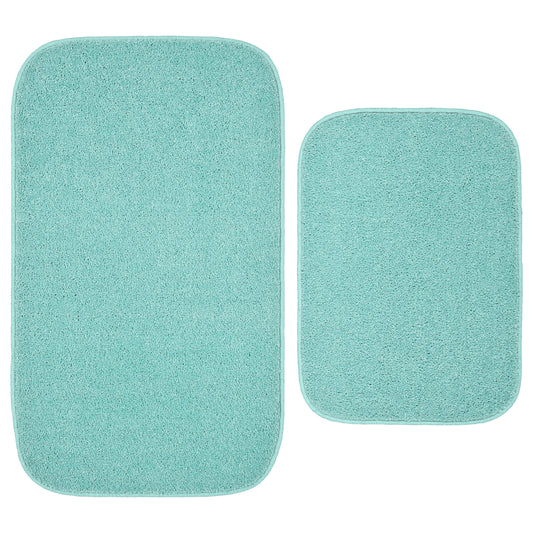 Garland Rug Sedona Washable Bath Rug Set, 2 Piece (21"x34" & 17"x24") Sea Foam