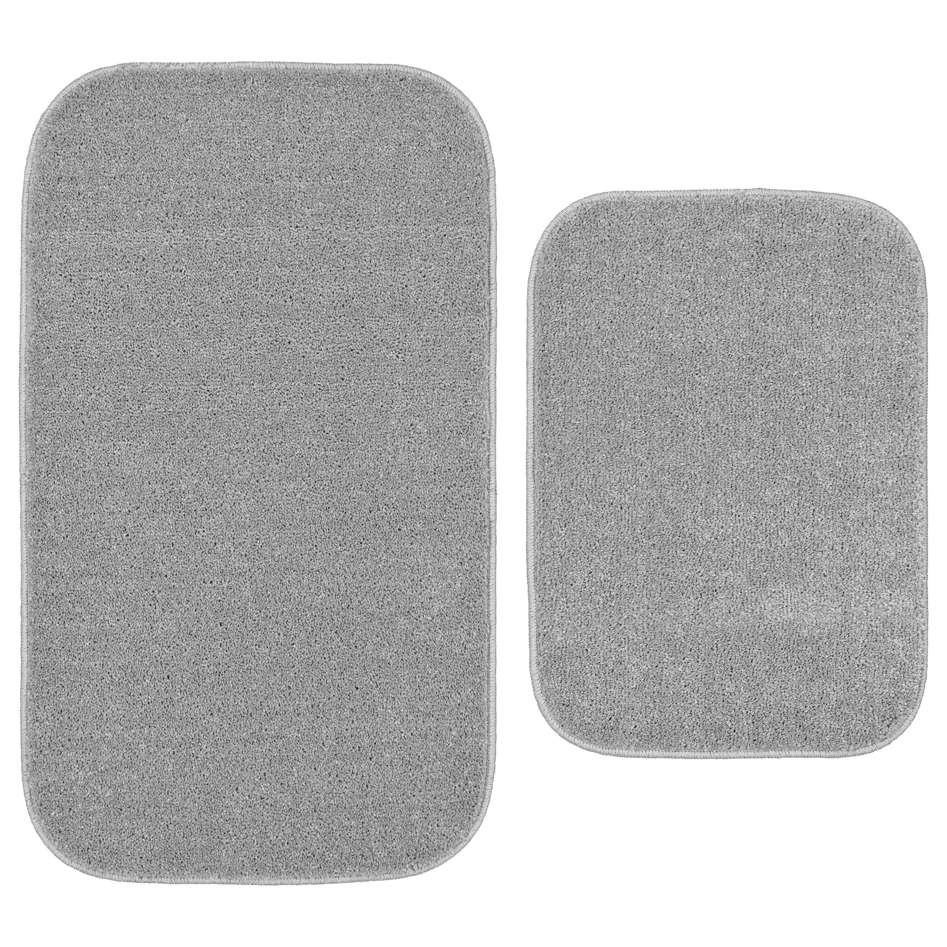 Garland Rug Sedona Washable Bath Rug Set, 2 Piece (21"x34" & 17"x24") Silver