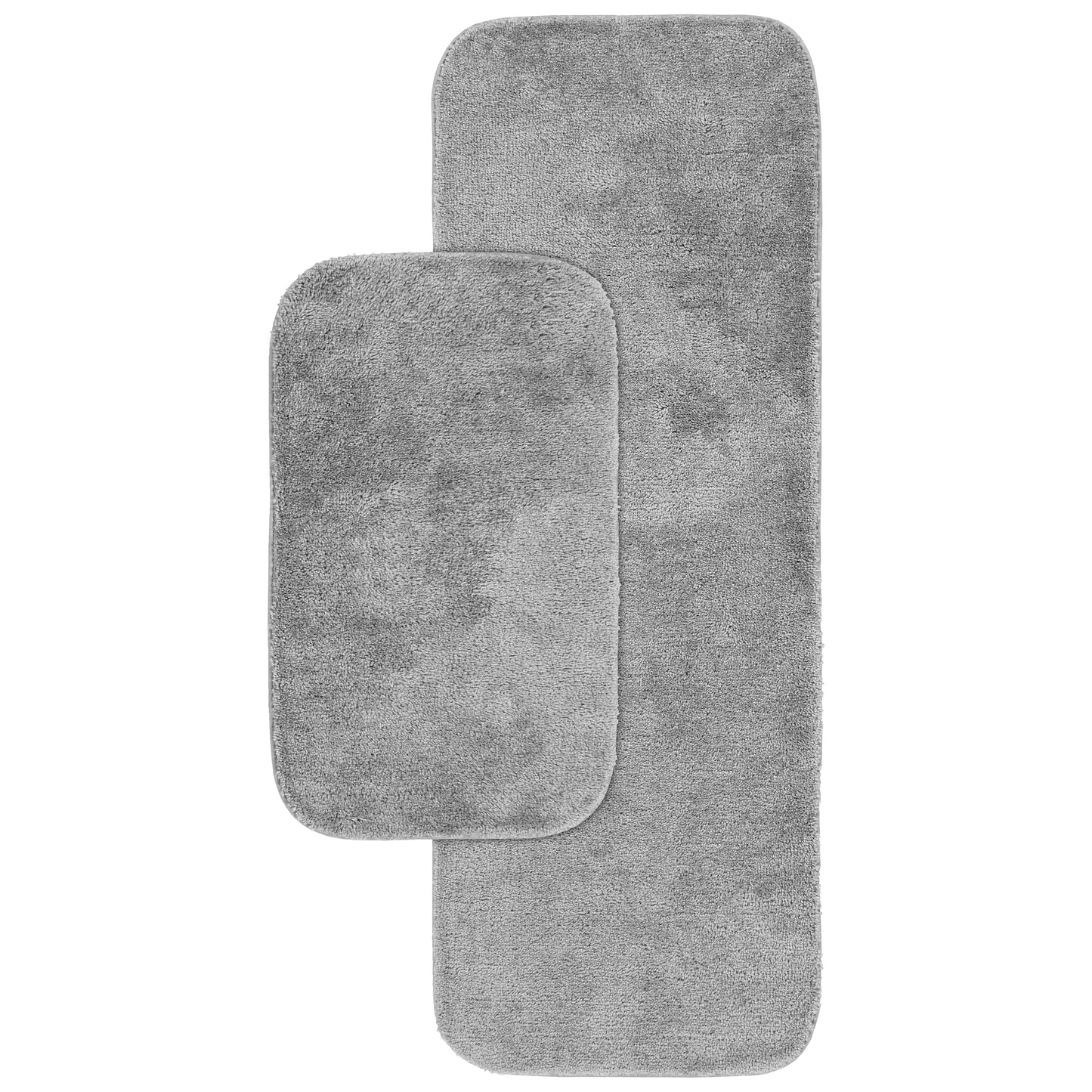 Garland Rug Traditional Washable Bath Rug Set, 2-Piece Set (21"x34" Bath Rug, & 22"x60" Runner) Platinum Gray