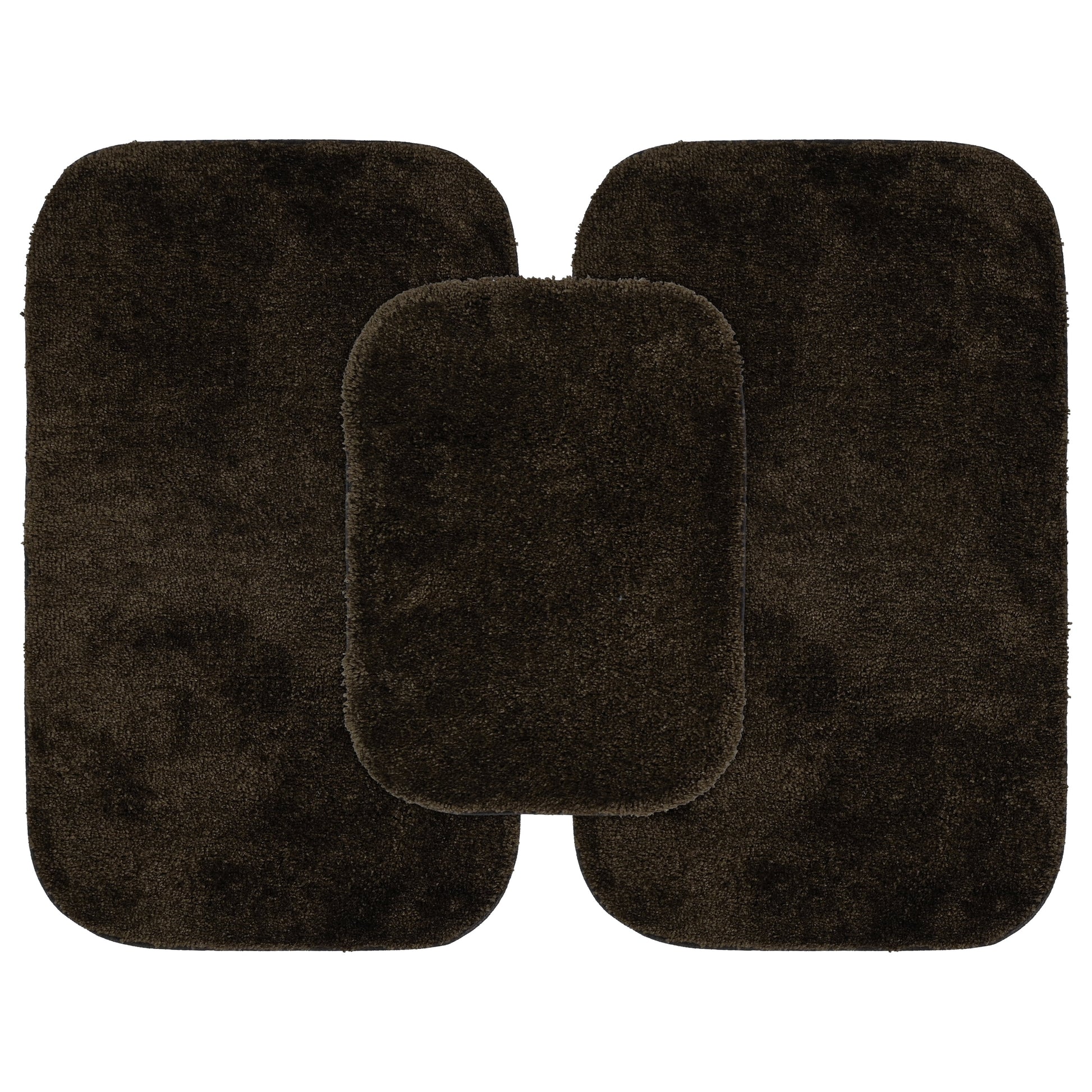 Garland Rug Traditional Washable Bath Rug Set, 3-Piece Set (17"x24" Bath Rug and Two 21"x34" Bath Rugs) Chocolate