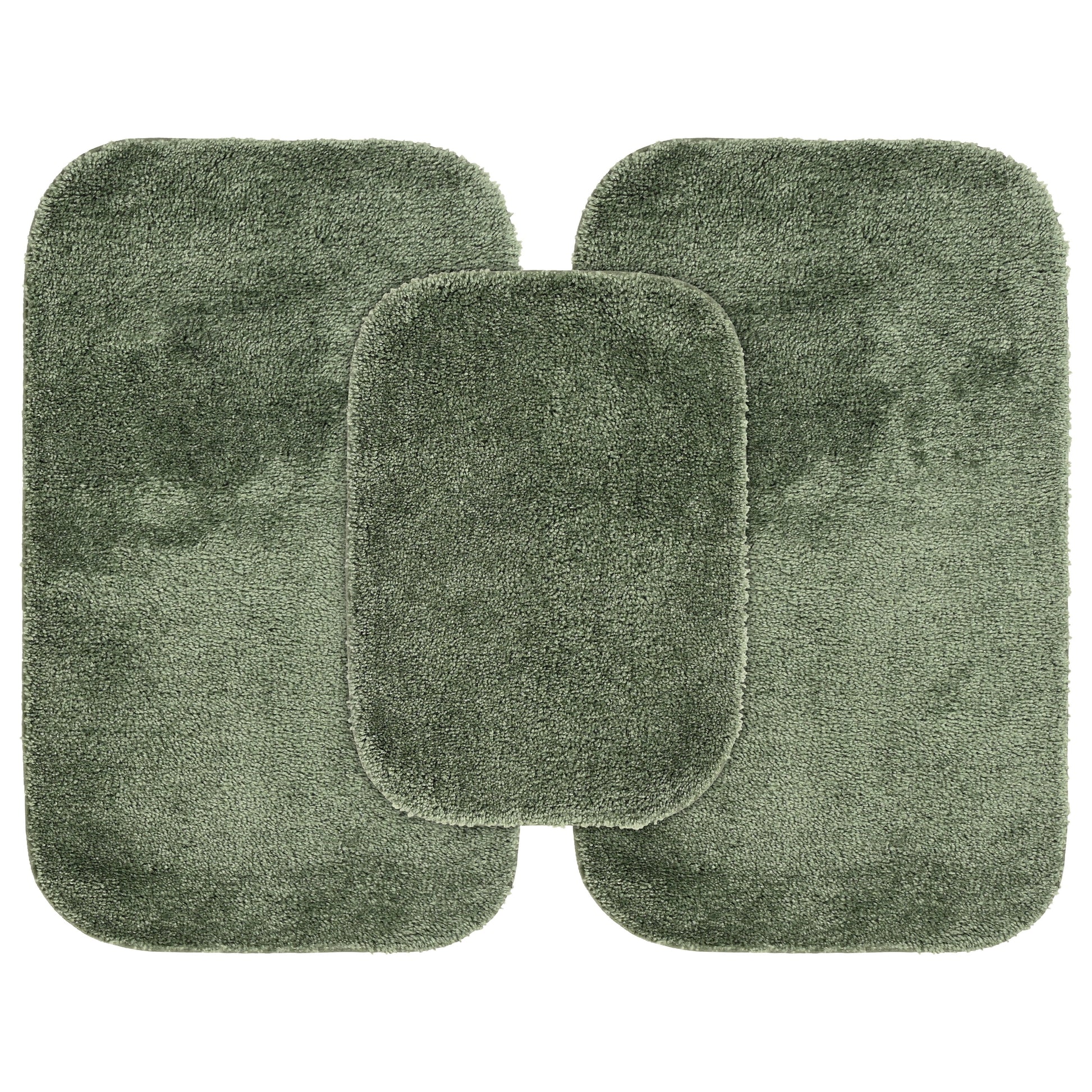 Garland Rug Traditional Washable Bath Rug Set, 3-Piece Set (17"x24" Bath Rug and Two 21"x34" Bath Rugs) Deep Fern