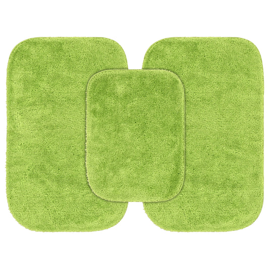 Garland Rug Traditional Washable Bath Rug Set, 3-Piece Set (17"x24" Bath Rug and Two 21"x34" Bath Rugs) Lime-Aid