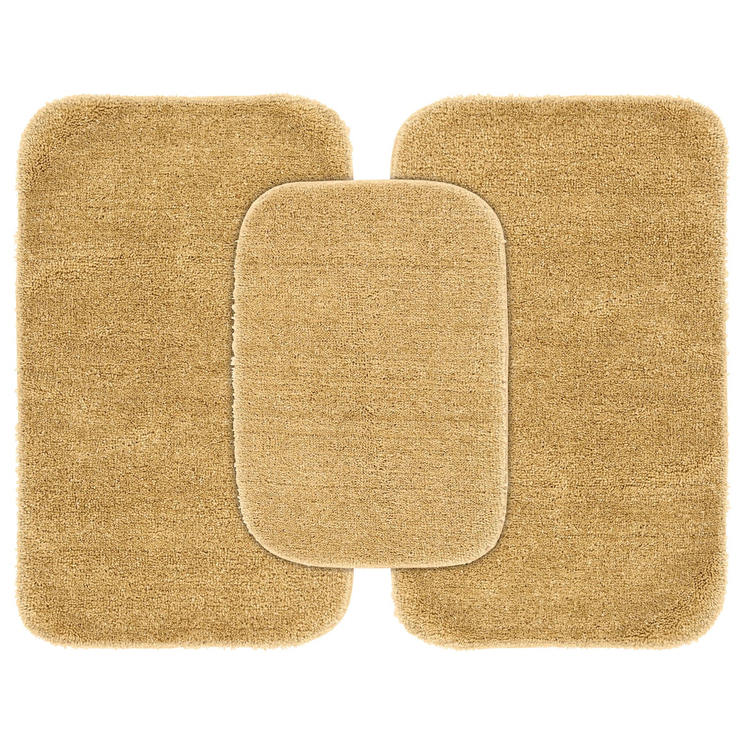 Garland Rug Traditional Washable Bath Rug Set, 3-Piece Set (17"x24" Bath Rug and Two 21"x34" Bath Rugs) Linen