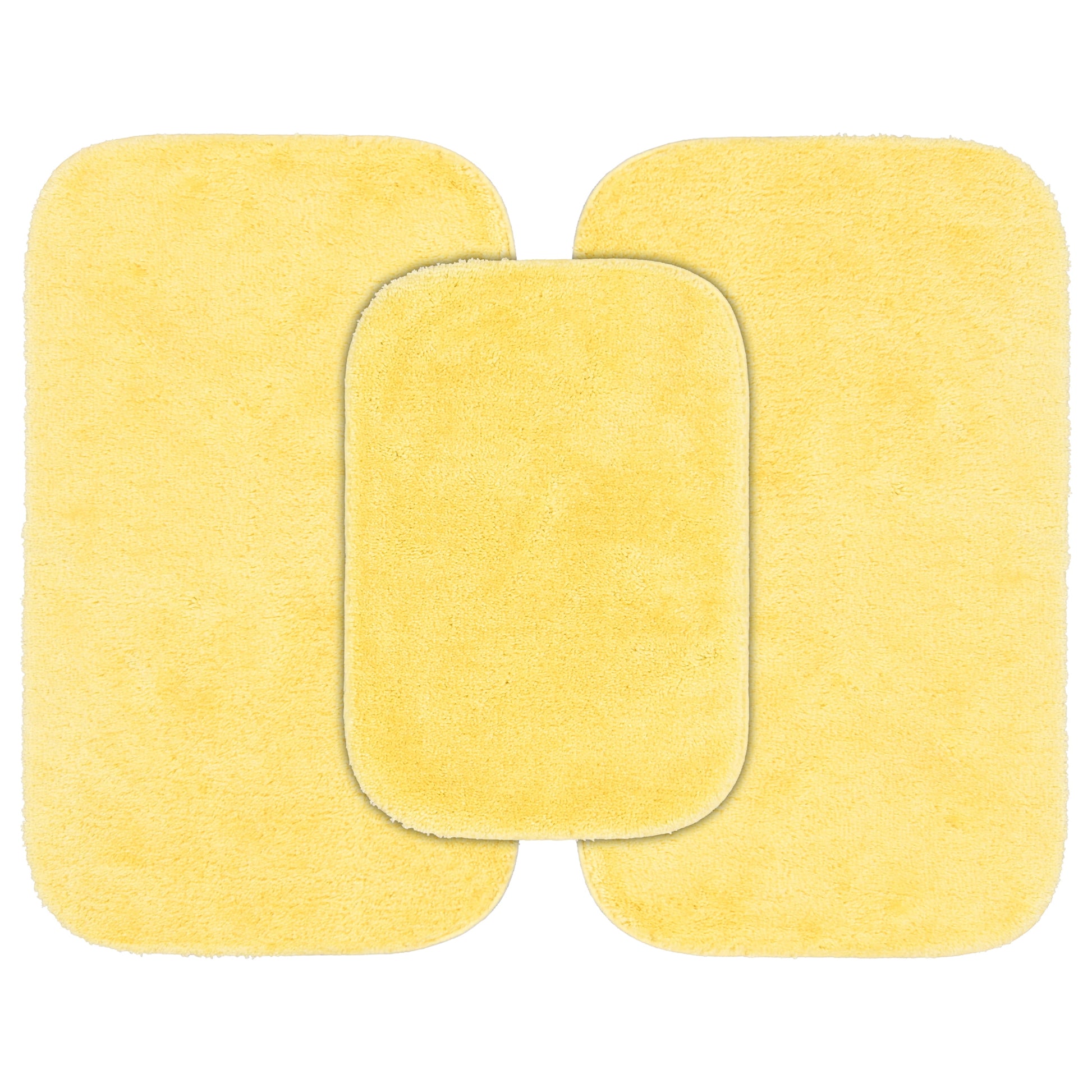 Garland Rug Traditional Washable Bath Rug Set, 3-Piece Set (17"x24" Bath Rug and Two 21"x34" Bath Rugs) Rubber Ducky Yellow