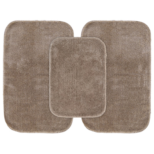 Garland Rug Traditional Washable Bath Rug Set, 3-Piece Set (17"x24" Bath Rug and Two 21"x34" Bath Rugs) Taupe