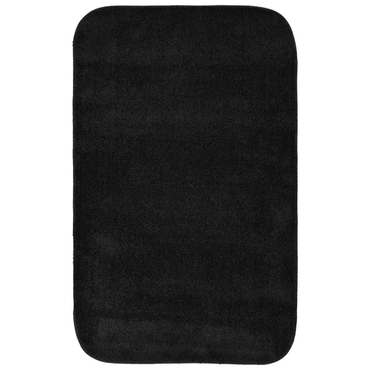 Garland Rug Traditional Washable Nylon Black Bath Rug, 30" x 50"