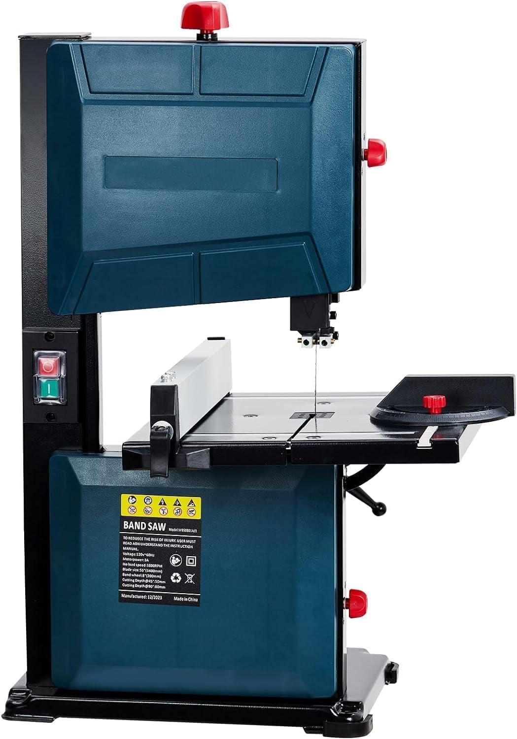 Garvee 8-Inch Bandsaw, 1800FPM Benchtop Bandsaw with Removable Safty Key, 0-45 Tilting Range, 3-Amp Saw For Cutting Wood with Fence and Miter Gauge, Band Saws for Woodwork