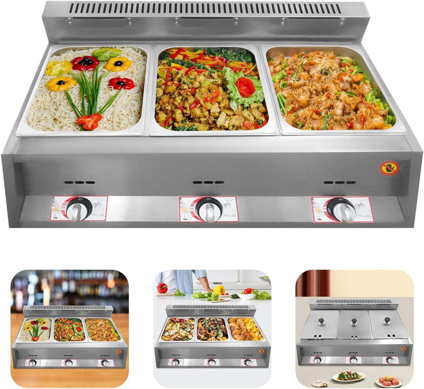Gas Deep Fryer 18 Liter Dual Tanks Commercial Stainless Steel Deep Fryer High Capacity Professional Gas Countertop Kitchen Frying Machine for French Fry Restaurants Supermarkets Fast Food Stands