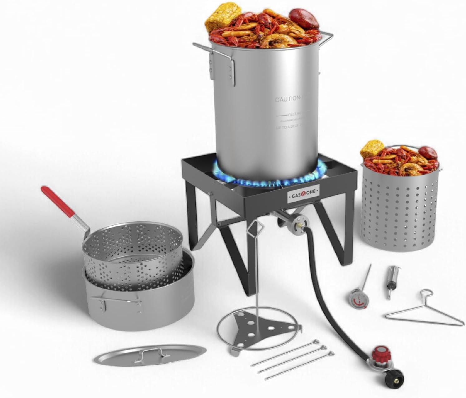 GasOne Seafood Boil Kit, 30QT & 10QT Propane Burner Set for Crawfish, Crab, Shrimp, Lobster, Turkey