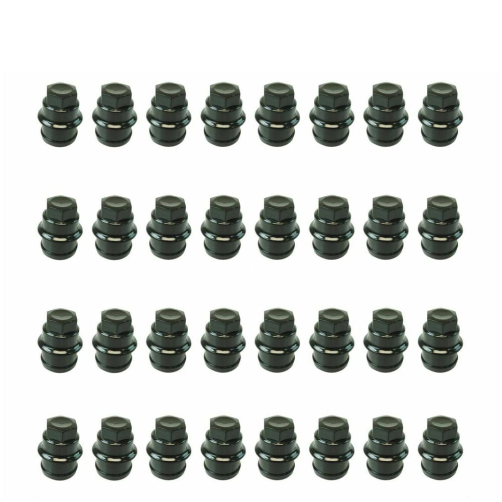 Geelife Wheel Lug Nut Cap Black Plastic Set of 32 For 1999-2018 Cadillac Chevy GMC Truck