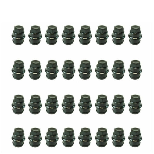 Geelife Wheel Lug Nut Cap Black Plastic Set of 32 For 1999-2018 Cadillac Chevy GMC Truck