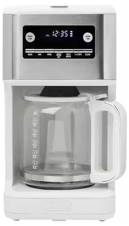 Generous Brew 14 Cup Coffee Maker with 120 Minute Keep Warm, Delay Brew, Adjustable Strength, Programmable Clock, and Anti Drip, Ivory/Chrome