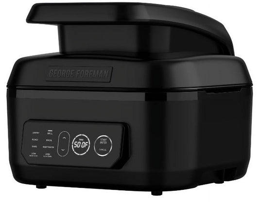 George Foreman 7-Serving 6 Qt Electric Indoor Grill and Air Fryer, 7-in-1 Functionality, Black