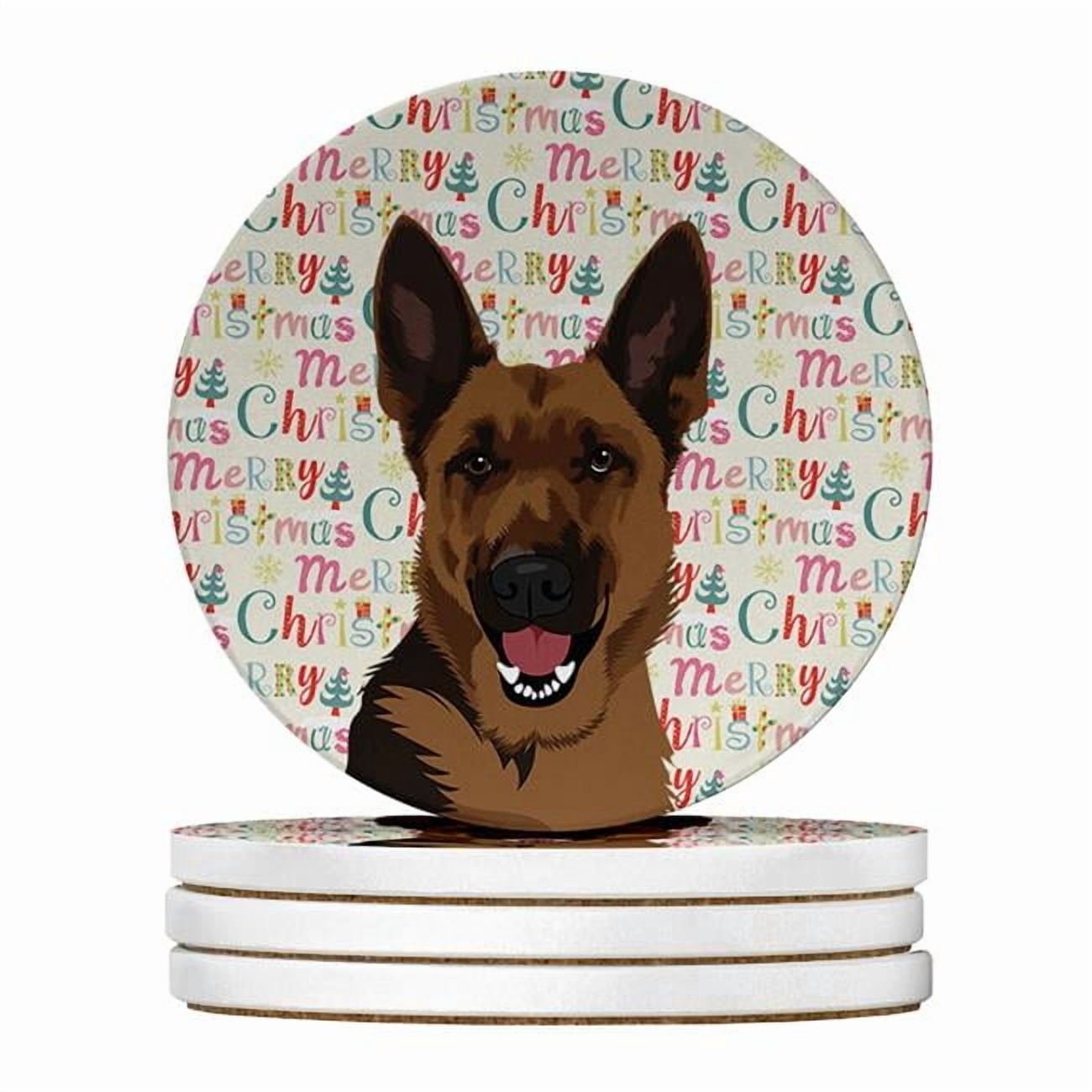 German Shepherd Black and Tan #2 Christmas Large Sandstone Coasters Pack of 4 4 in x 4 in