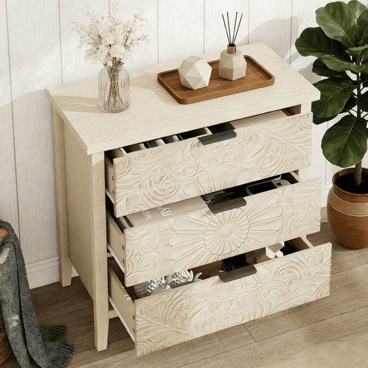 Gewnee 3 Drawer Cabinet, American Furniture, Suitable for Bedroom, Living Room, Study