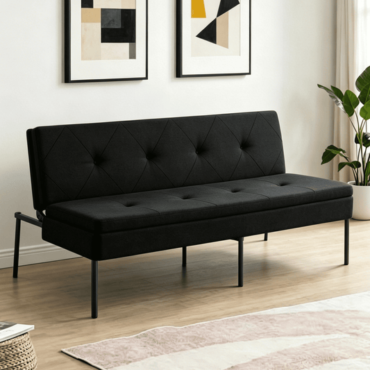 Gewnee 63.39"Futon Couches,Folding Loveseat Recliner with 5 Positions,Iron Frame,Adjustable Futon for Small Spaces,Apartments,Dorms â€“ Easy Assembly