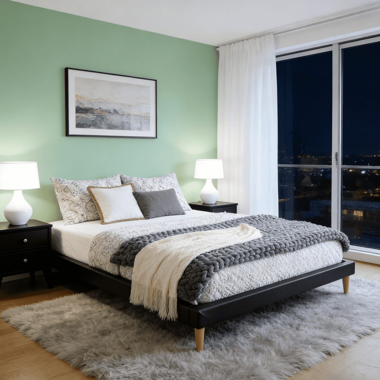 Gewnee Queen Size Platform Bed Frame with Wood Slats,Faux Leather Upholstered,Sturdy Center Leg Support,Under-Bed Storage Space.No Box Spring Required(Black)