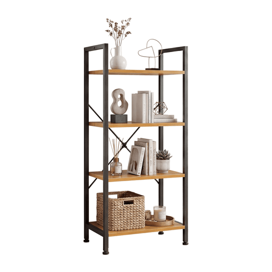 Gianna 3 Tier Bookshelf, Free Standing Shelf, Bookcase Shelf Storage Organizer, Industrial Book Shelves for Home Office, Living Room, Kitchen, Gray