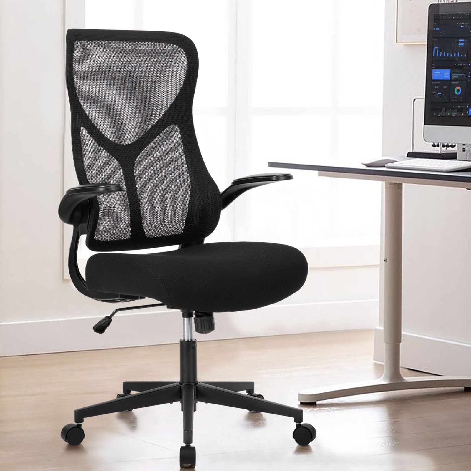 Gianna Adjustable Ergonomic Office Chair with Comfortable Armrests for Home & Computer Work,Black