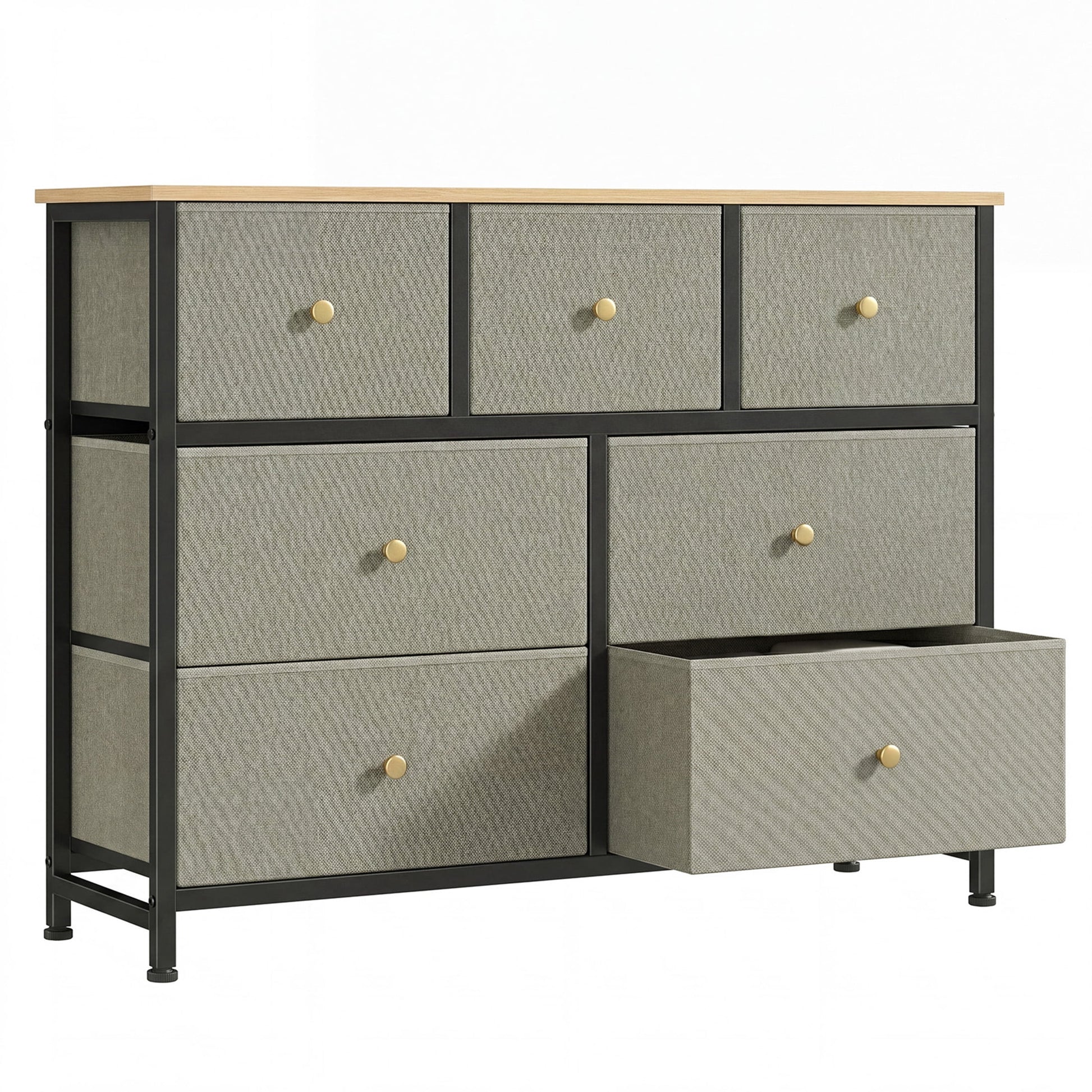 Gianna Chest of Drawers with 7 Fabric Drawers, Drawer Cabinet, Organization Furniture for Kitchen, Office, Hallway, Ink Green