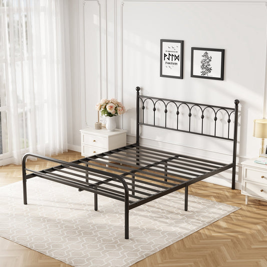 Gianna Queen Metal Platform Bed Frame with Steel Slat Support, Underbed Storage, No Box Spring Needed, Easy Assembly