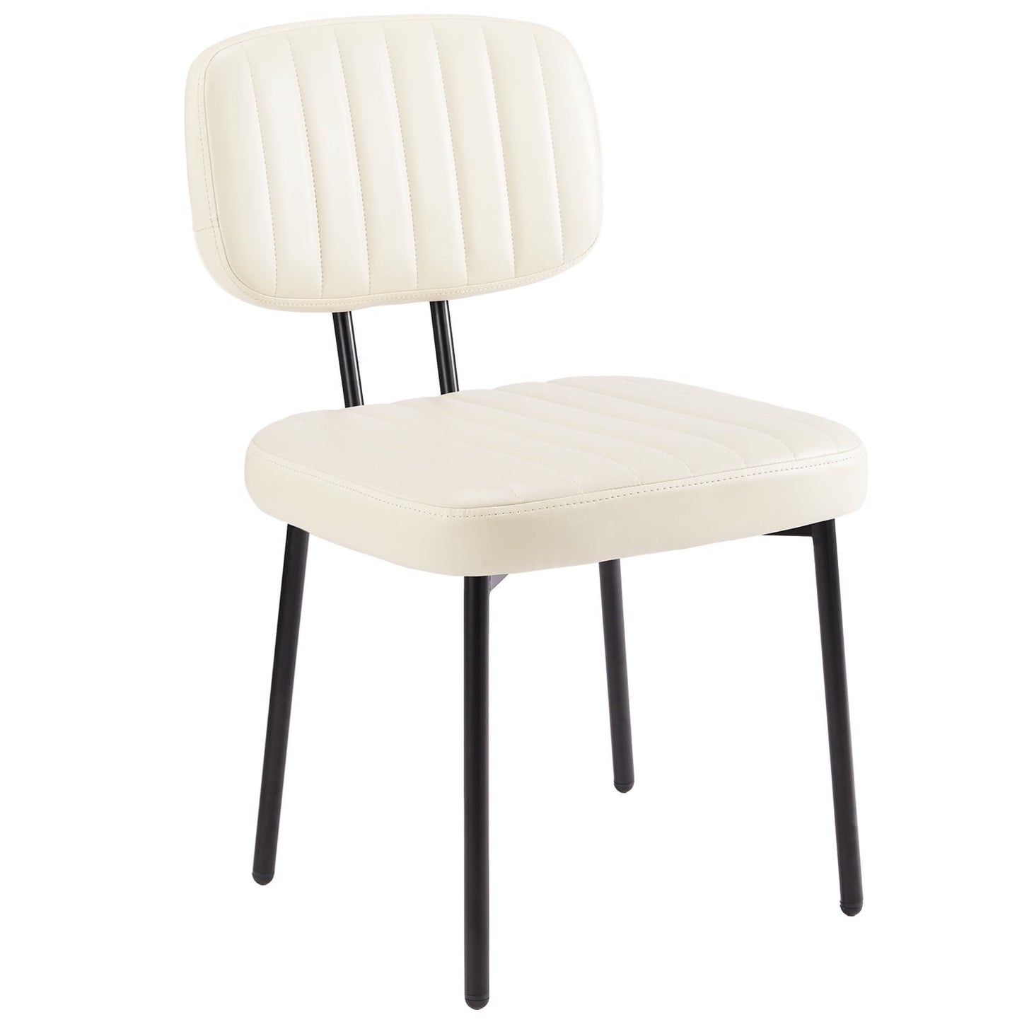 Gianna Set of 2 Faux Leather Dining Chairs with Metal Frame â€“ Stylish Desk Chairs for Kitchen, Living Room, and Bedroom in White