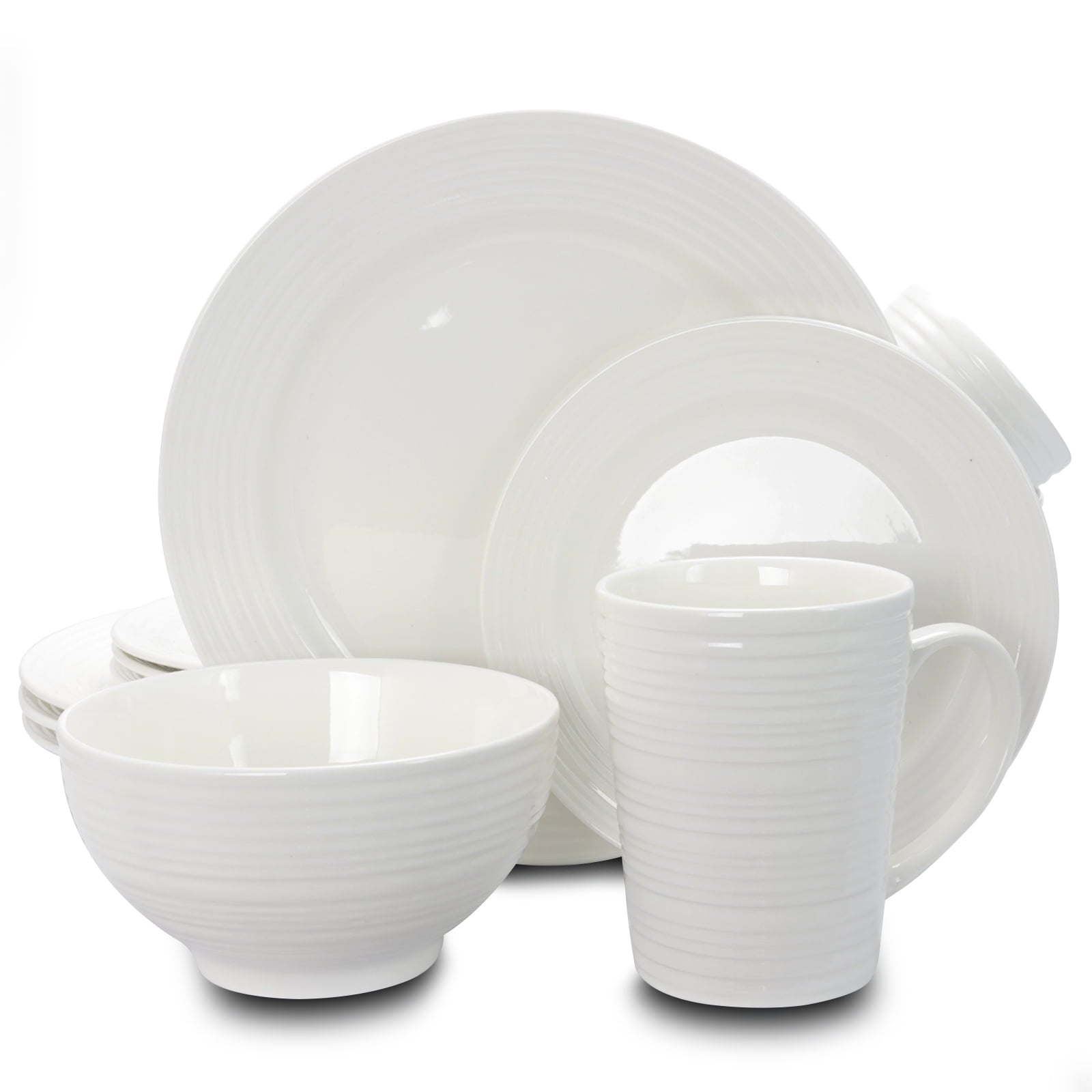 Gibson Amelia Court 16 Piece Dinnerware Set in Embossed White