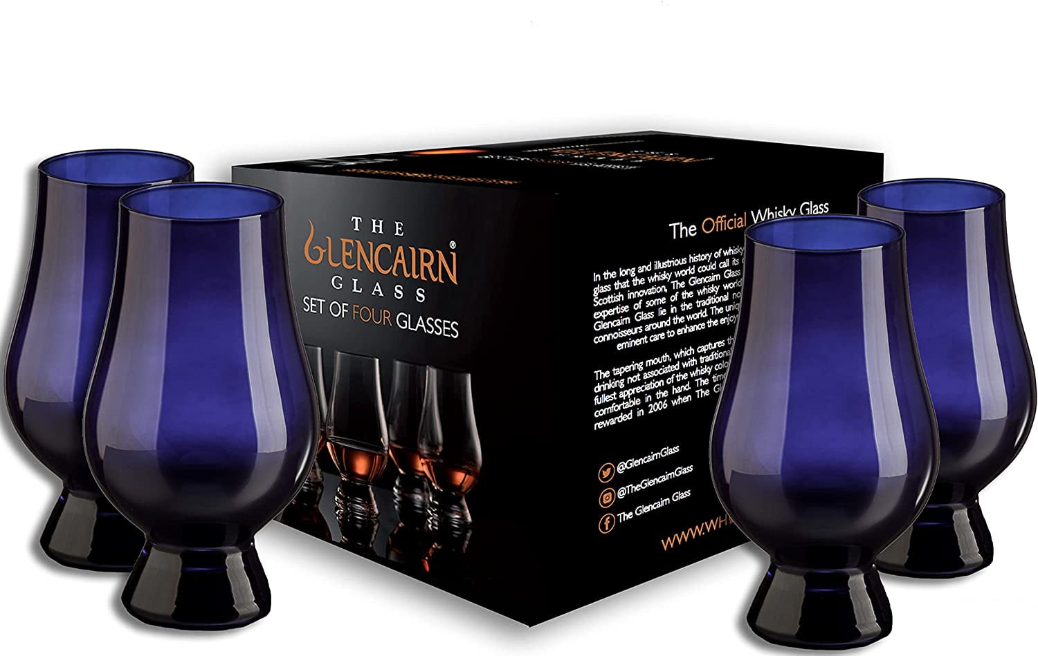 Glencairn Official Blind Tasting Crystal Whiskey Glass BLUE, (Set of 4) Gift Box