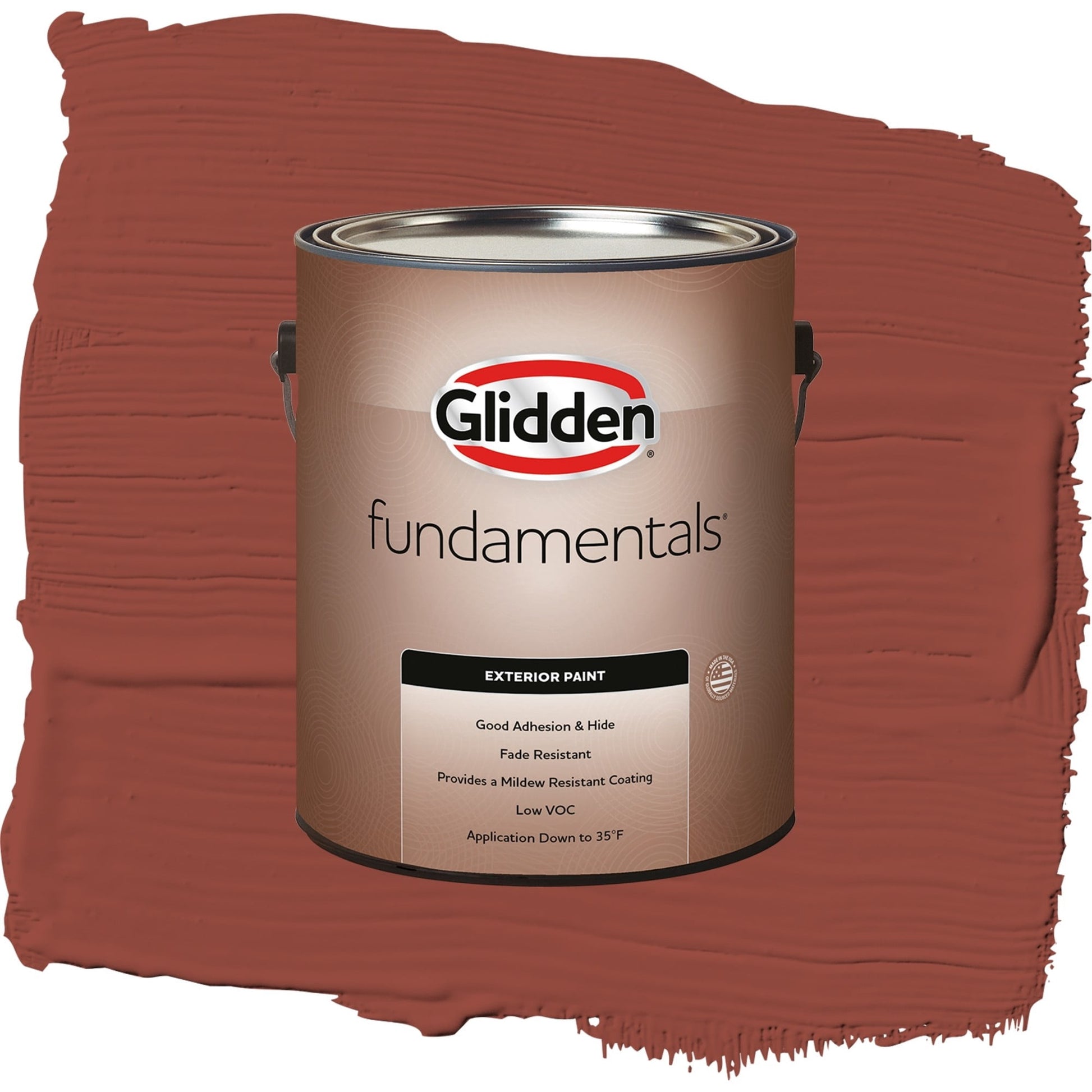 Glidden Fundamentals Cedar Chest / Red, Semi-Gloss Exterior Paint, 1 Gallon