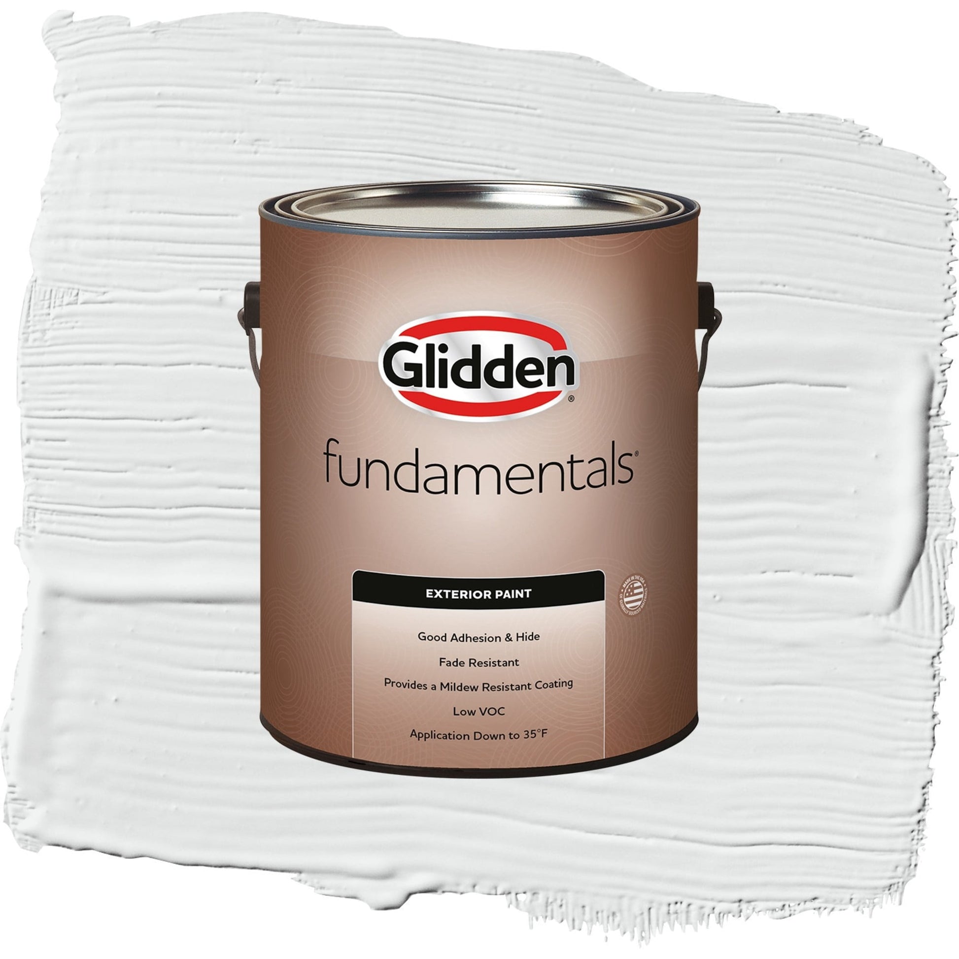 Glidden Fundamentals Radisson / White Semi-Gloss Exterior Paint, 1 Gallon