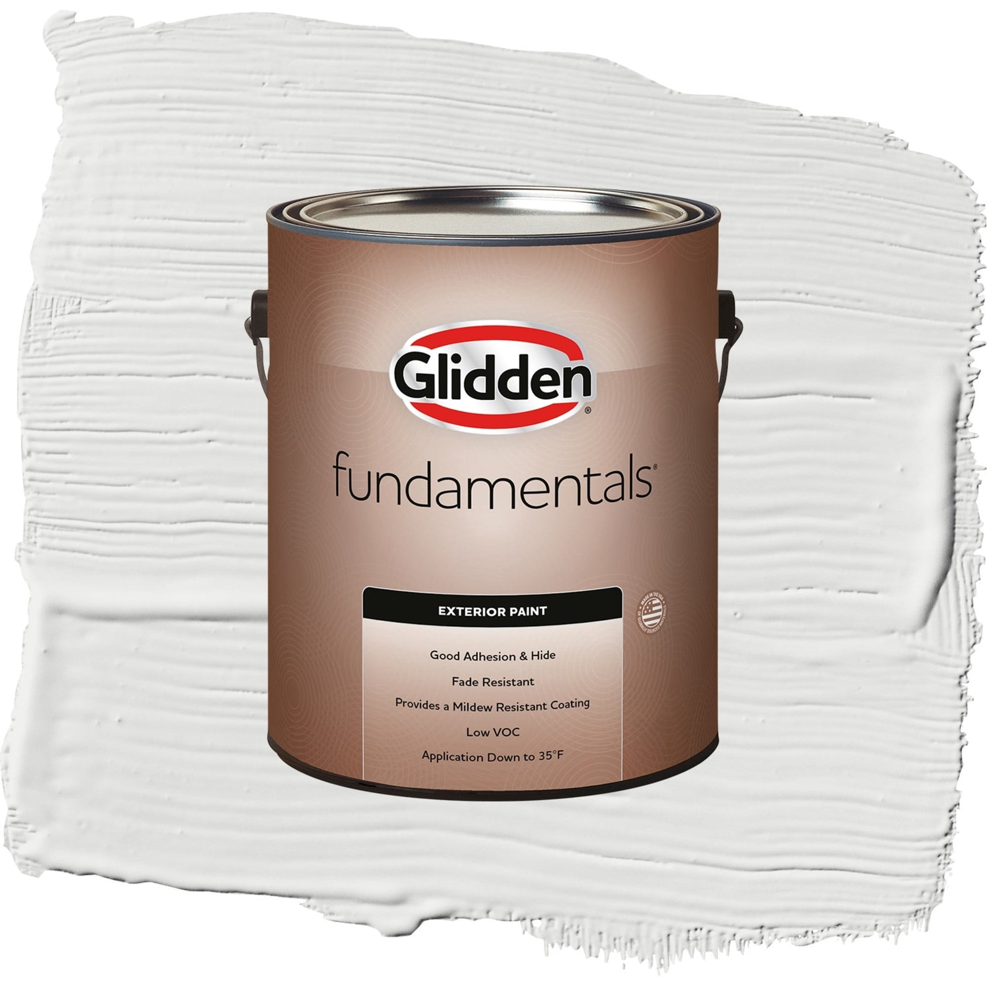 Glidden Fundamentals Aria / White Satin Exterior Paint, 1 Gallon
