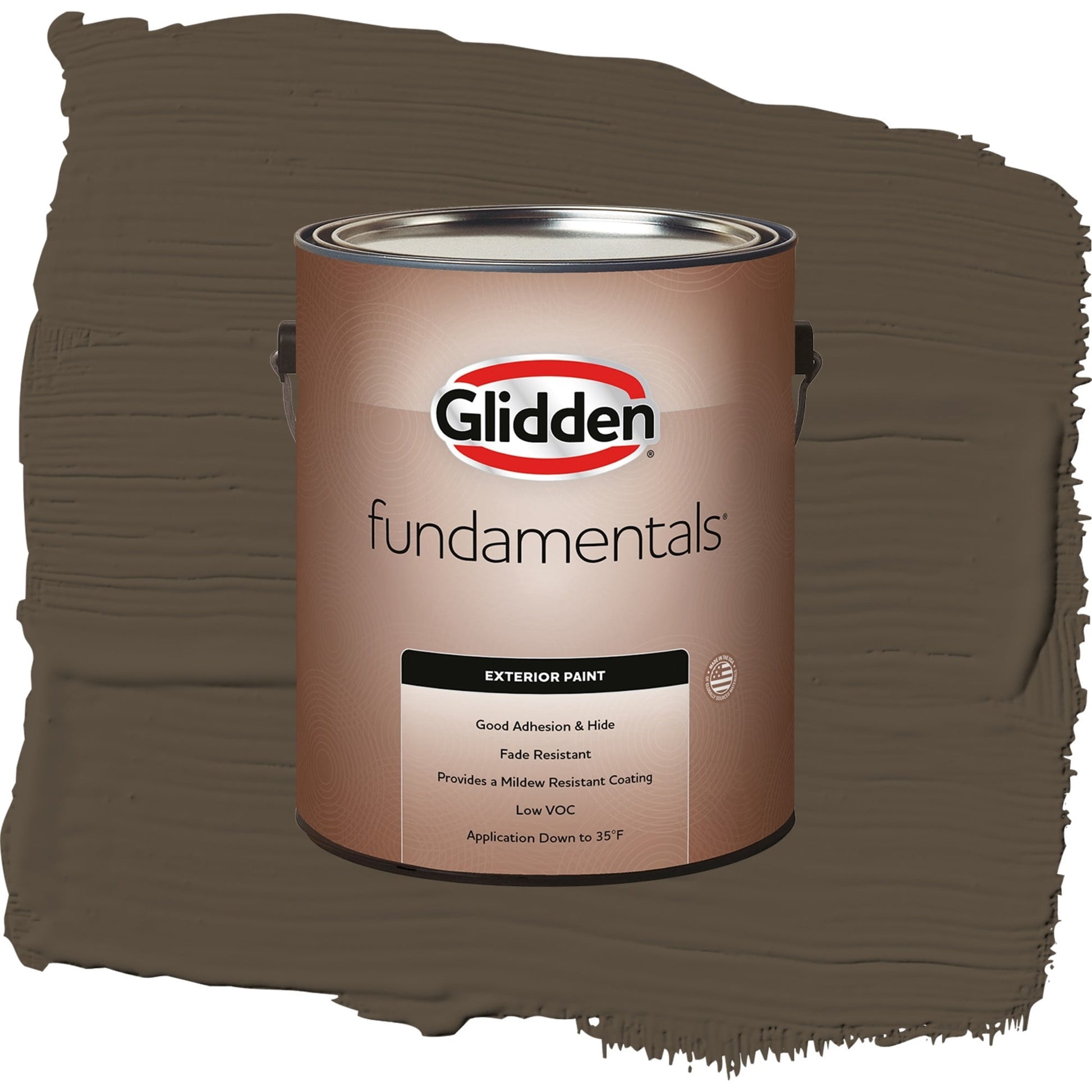Glidden Fundamentals Afternoon Tea / Brown, Flat Exterior Paint, 1 Gallon