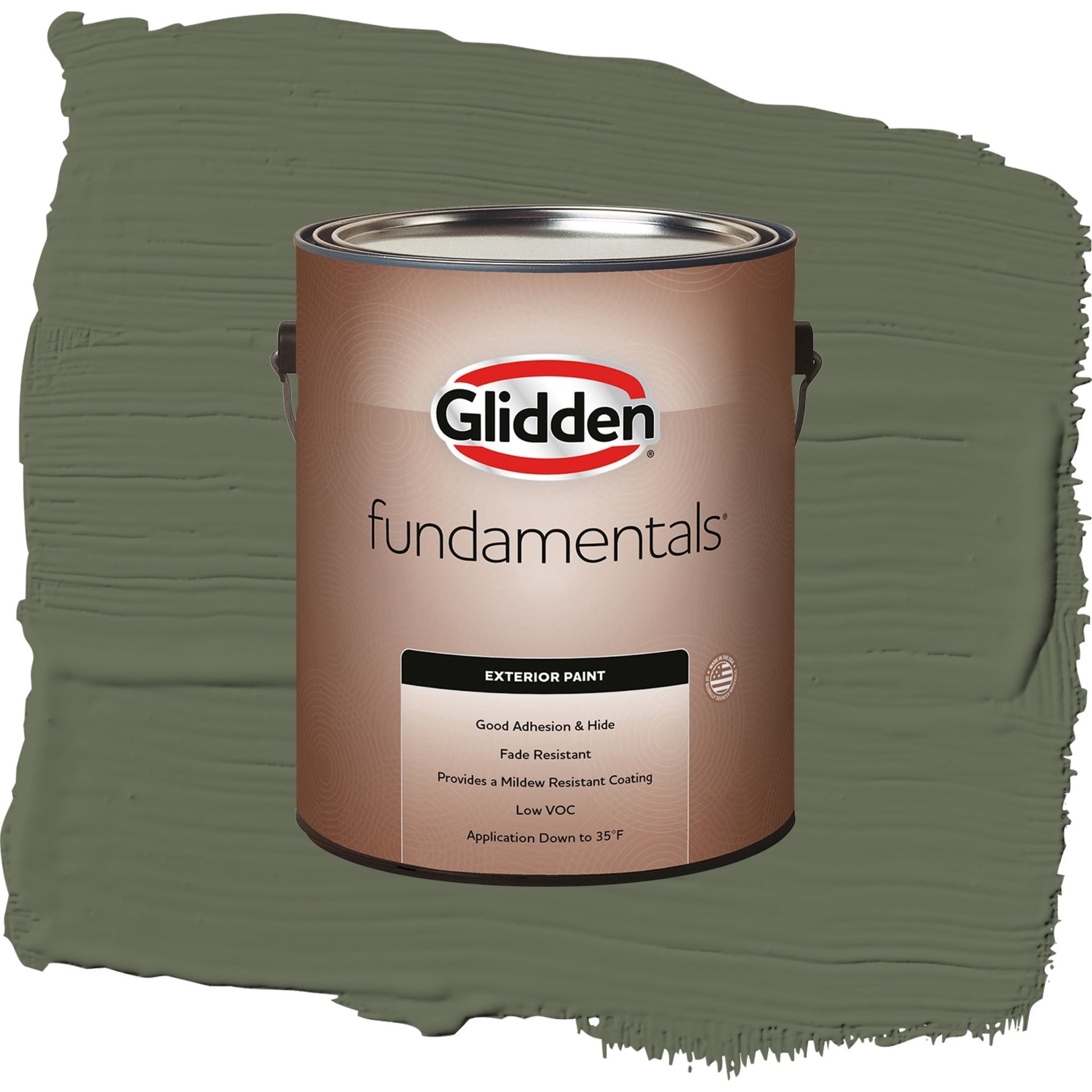 Glidden Fundamentals All About Olive / Green, Satin Exterior Paint, 1 Gallon