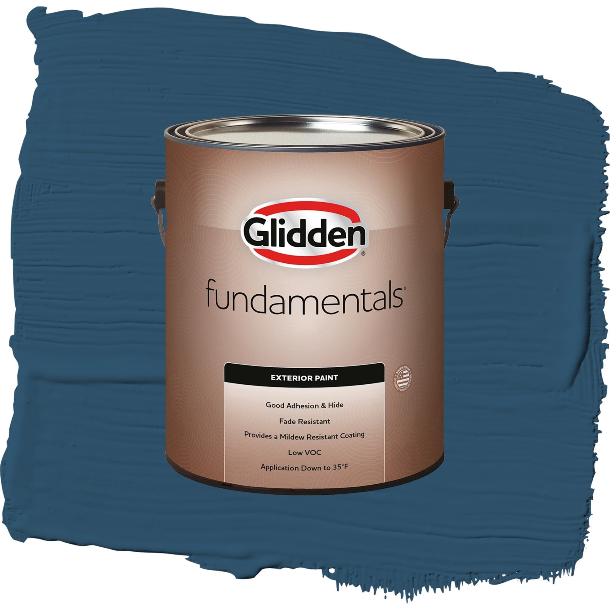 Glidden Fundamentals Blue Lava / Blue, Flat Exterior Paint, 1 Gallon