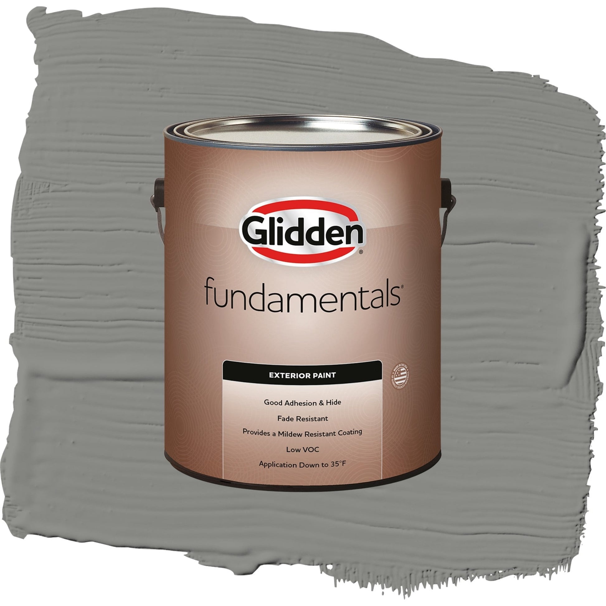 Glidden Fundamentals Downpour / Grey, Satin Exterior Paint, 1 Gallon
