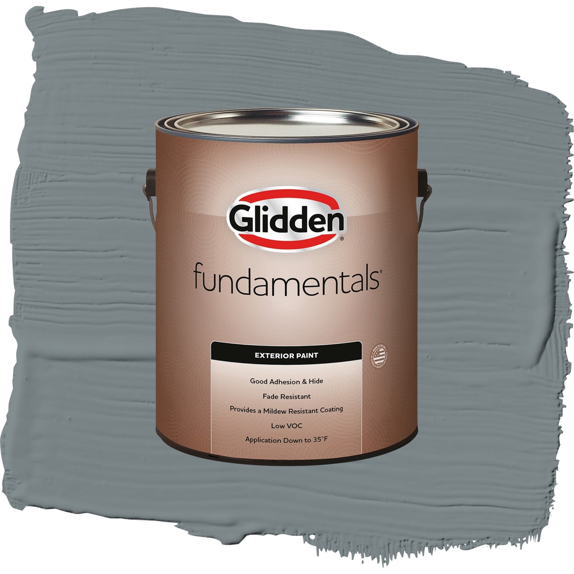 Glidden Fundamentals Garrison Gray / Grey, Flat Exterior Paint, 1 Gallon